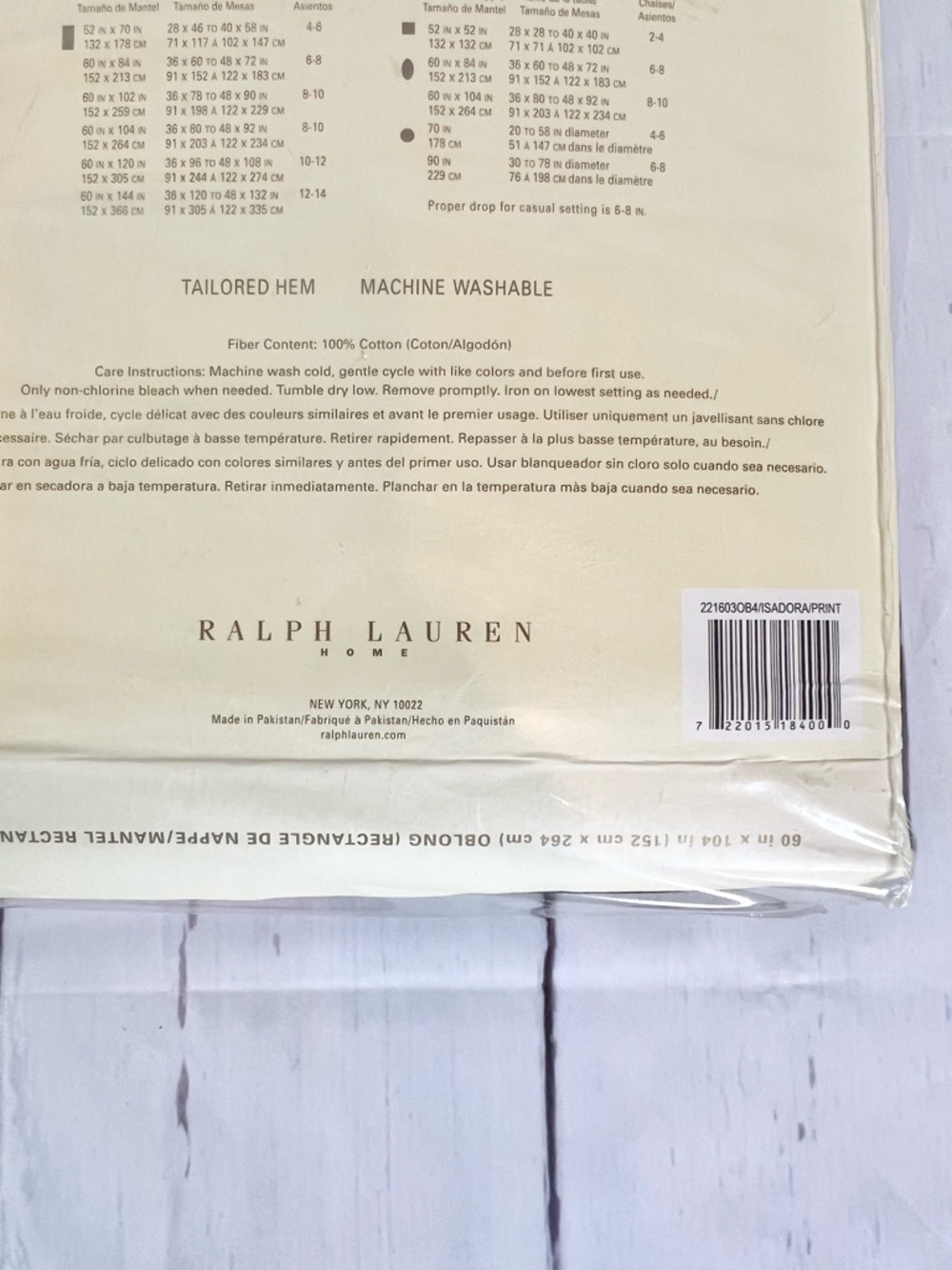 NIP Vintage Ralph Lauren Isadora Cossette Black Floral Tablecloth 60x104 Oblong - Picture 7 of 10